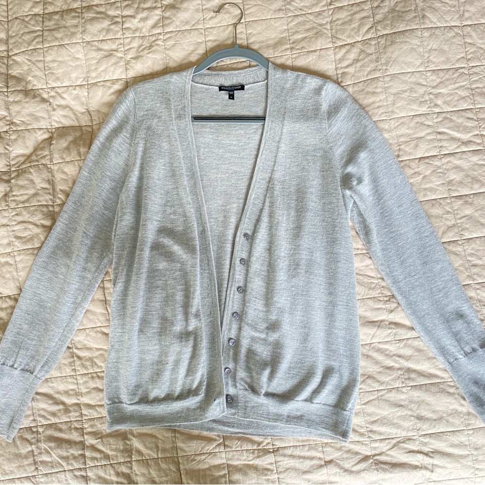 Eileen Fisher 100% cashmere gray cardigan